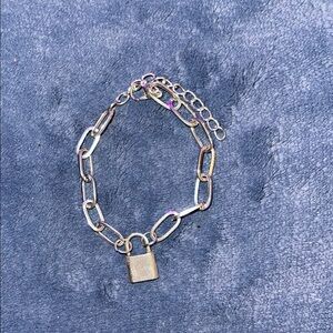 Silver Chain Bracelet with Padlock Charm
